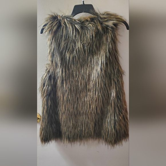 Signature Studio Black/Brown Mix Faux Fur Vest. Fully Lined Sz L - Picture 3 of 3